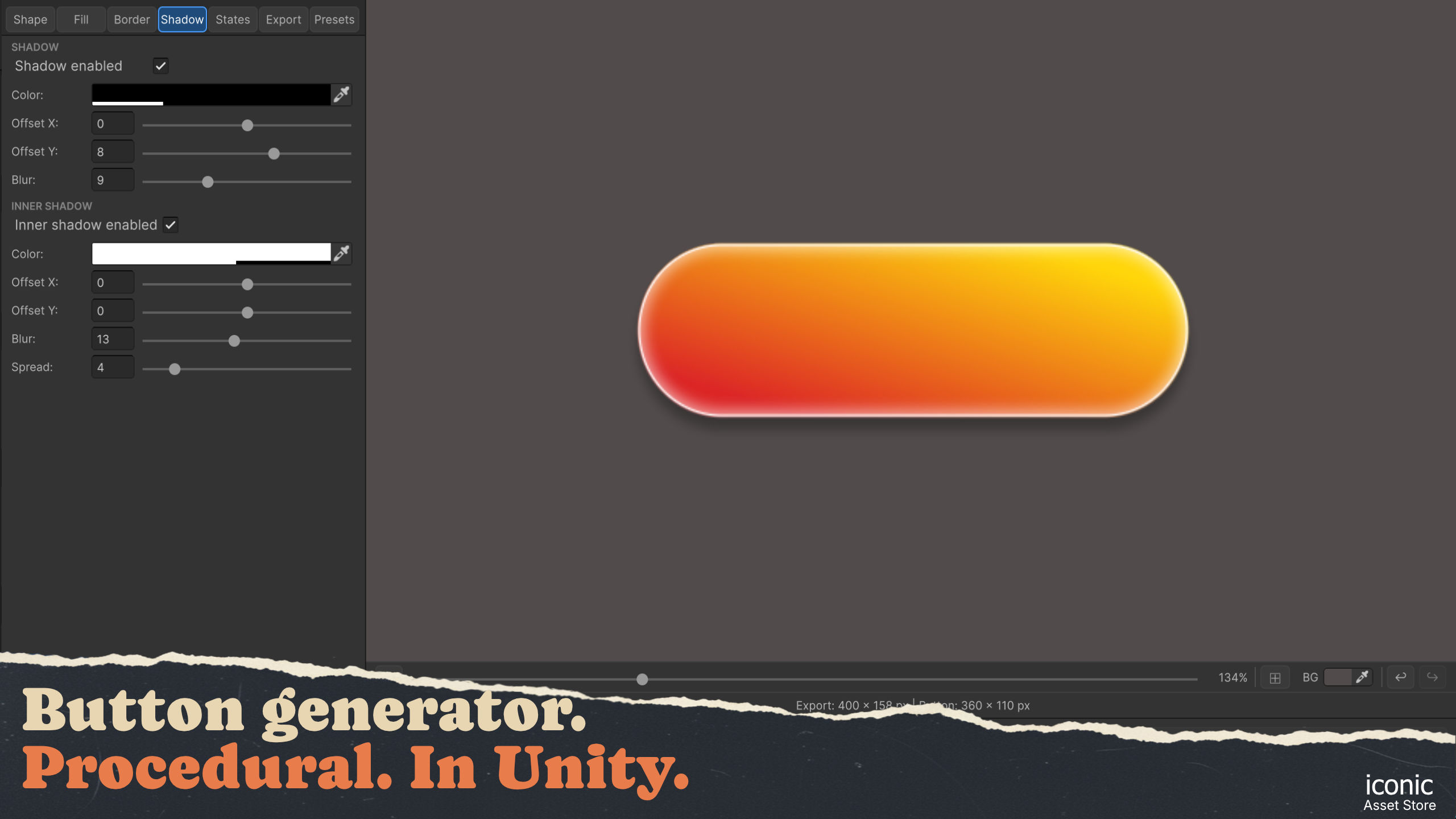 Designing a procedural button with shadow controls in Iconic