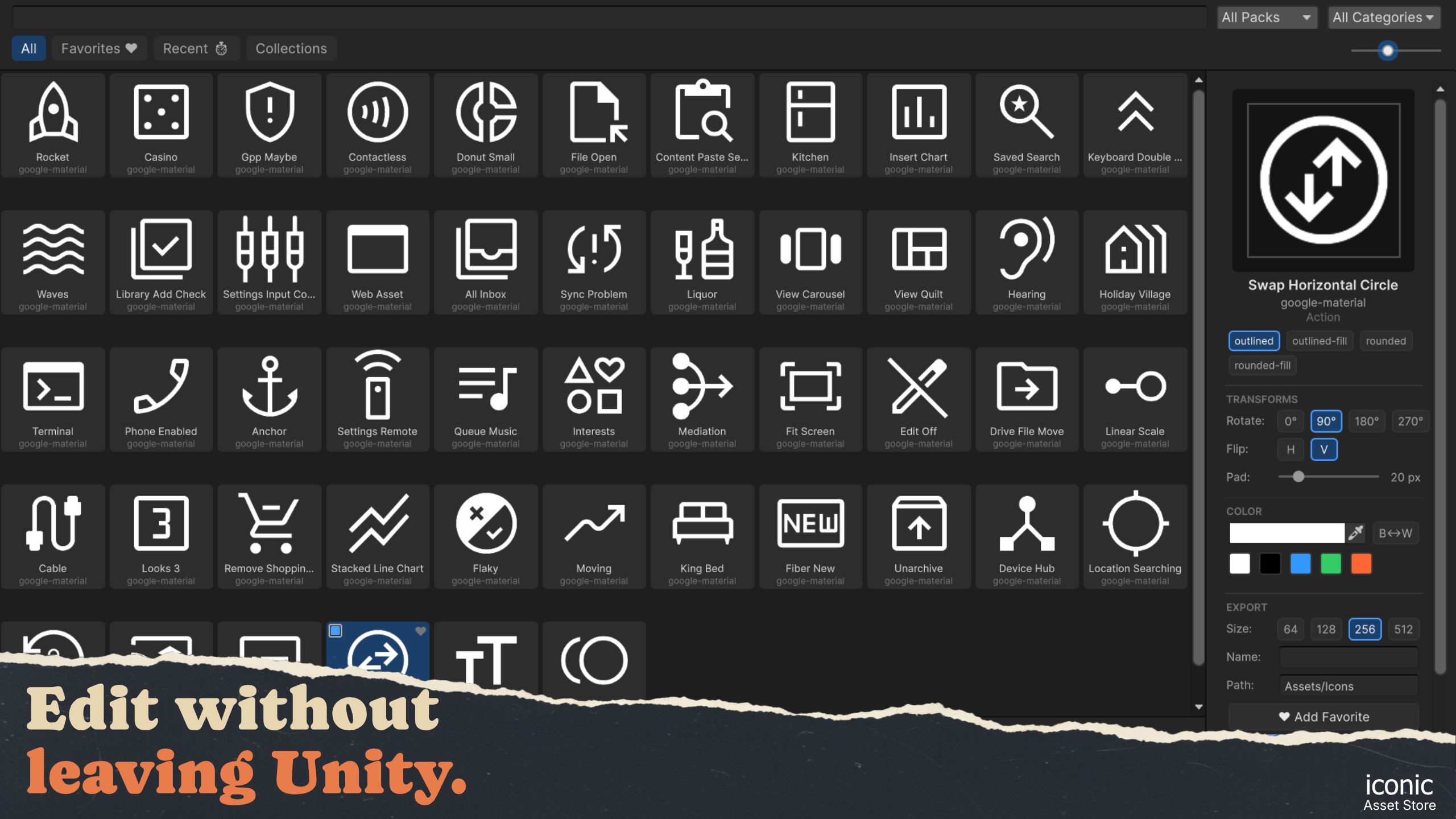 Transforming and recoloring an icon