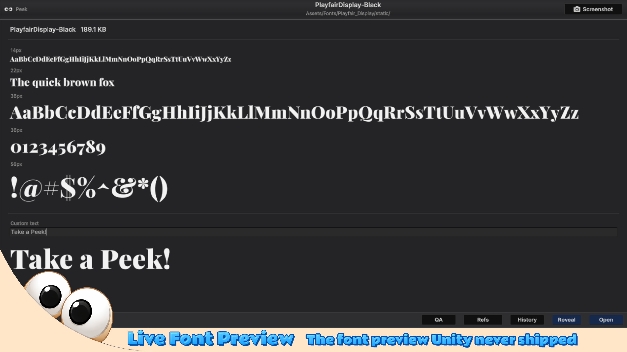 Multi-size font specimen preview