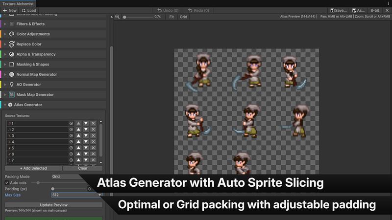 Packing multiple textures into an atlas