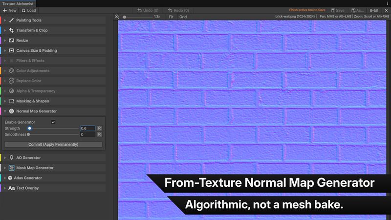 Generating a normal map from a source texture