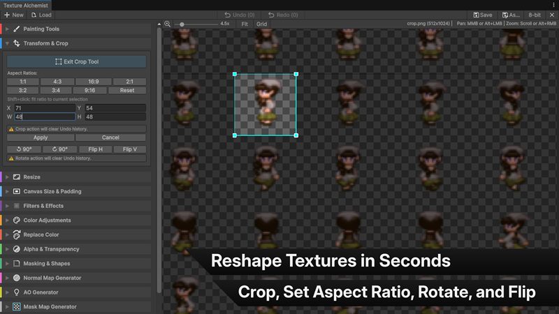 Transform and crop